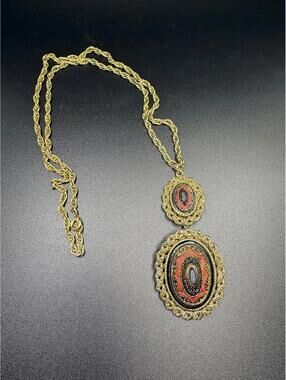 Vintage Sarah Coventry Antiqued Gold Tone Brooch Necklace
